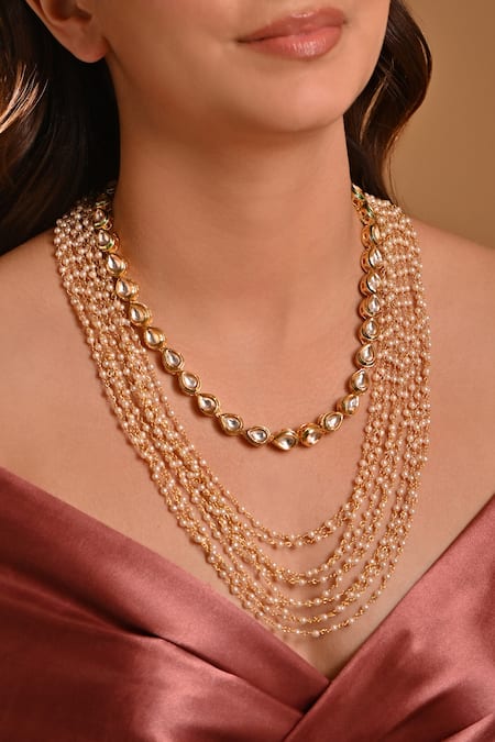 Raga Baubles Pearl Chain Layered Necklace- Set of 2 