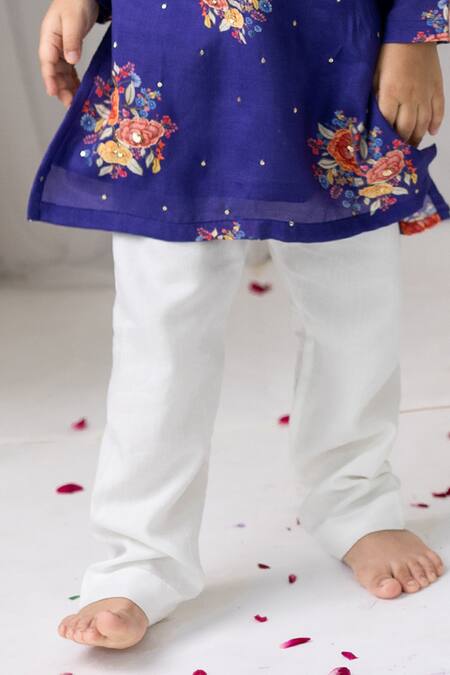 Buy_MR Brat_Purple Muslin, Cotton Sequins Big Floral Print Kurta Set _Online_at_Aza_Fashions