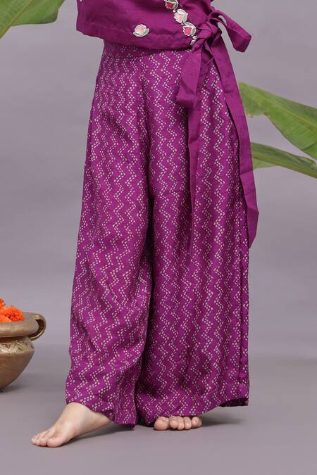 LA Dee DA Purple Bamberg Silk Embroidery Floral Motif Floret Top With Palazzo Online at Aza Fashions LA Dee DA_Purple Bamberg Silk Embroidery Floral Motif Floret Top With Palazzo _Online_at_Aza_Fashions