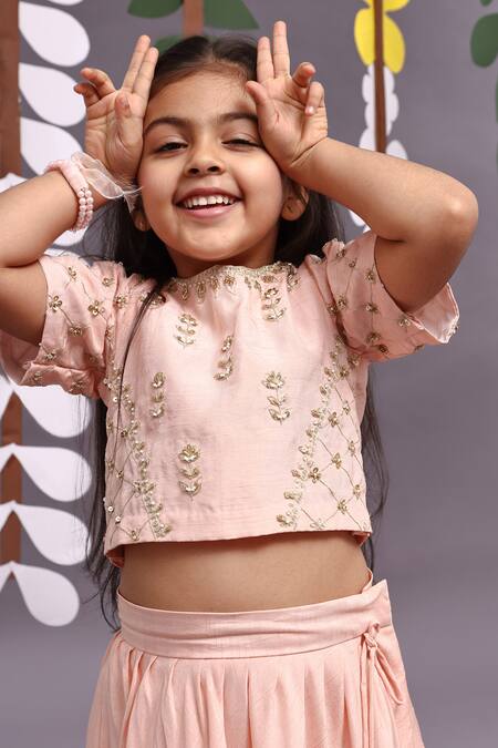 Buy LA Dee DA Pink Bamboo, Taffeta Embroidery Scallop Lace Lehenga With Blouse Online at Aza Fashions Buy_LA Dee DA_Pink Bamboo, Taffeta Embroidery Scallop Lace Lehenga With Blouse _Online_at_Aza_Fashions