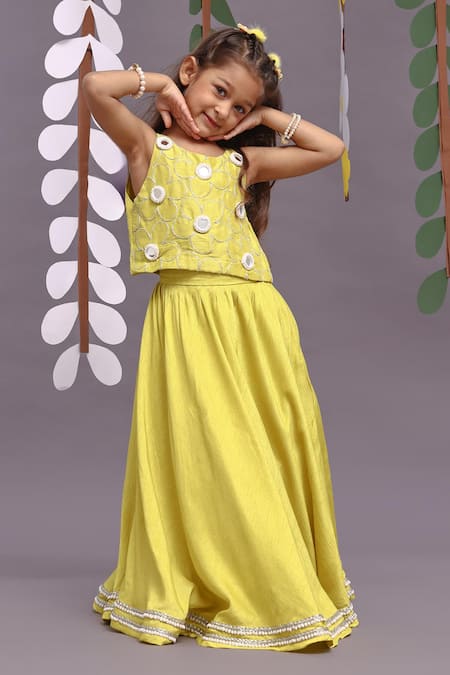 LA Dee DA Flower Bloom Embroidered Blouse With Lehenga 