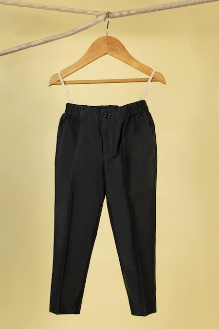 Minikin_Blue Silk, , Satin Brooches Placement Embellished Prince Coat Set _Online_at_Aza_Fashions