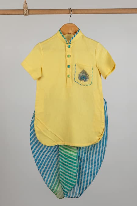 Minikin Mor Pankh Placement Embroidered Kurta Set 