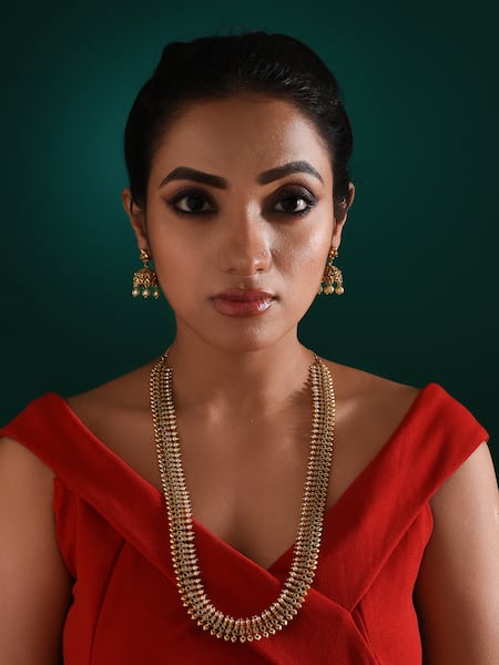 Buy_Zaza By Somya_Gold Plated Stones Celestial Beauty Temple Carved Necklace Set _Online_at_Aza_Fashions