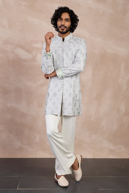 Arjan Dugal Mosaic Flora Embroidered Kurta With Pant 