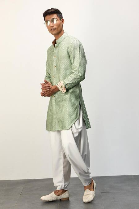 Arjan Dugal Ditsy Phool Jaal Embroidered Kurta With Dhoti Pant 