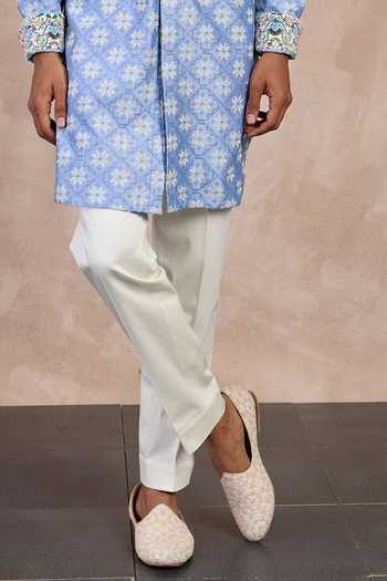 Buy Arjan Dugal Blue Cotton Satin, Chanderi Silk Kairos Floral Jaal Pattern Kurta With Pant Online at Aza Fashions Buy_Arjan Dugal_Blue Cotton Satin, Chanderi Silk Kairos Floral Jaal Pattern Kurta With Pant _Online_at_Aza_Fashions