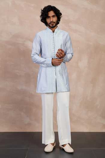 Arjan Dugal Chanderi Silk Zaal Embrodiered Yoke Kurta With Pant 
