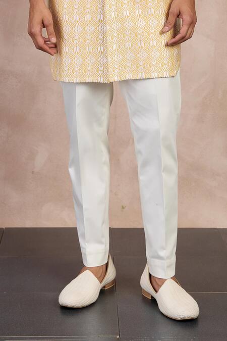 Buy Arjan Dugal Yellow Satin, Chanderi Silk, Big Flower Straight Kurta With Pant Online at Aza Fashions Buy_Arjan Dugal_Yellow Satin, Chanderi Silk, Big Flower Straight Kurta With Pant _Online_at_Aza_Fashions