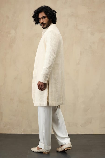 Arjan Dugal Star Embroidered Panelled Jacket & Kurta Set 