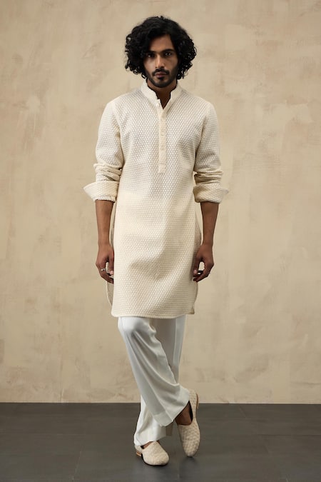 Arjan Dugal Star Embroidered Straight Kurta With Pant 