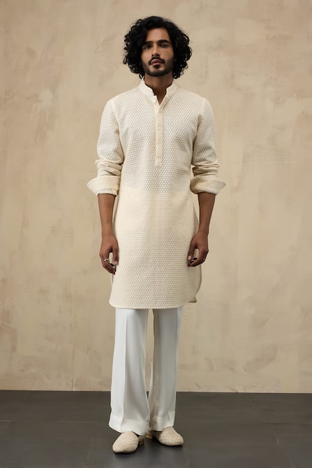 Arjan Dugal Star Embroidered Straight Kurta With Pant 