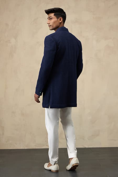 Arjan Dugal Star Motif Embroidered Open Bandhgala & Pant Set 