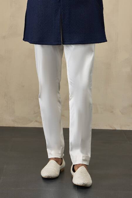 Shop_Arjan Dugal_Blue Organza Embroidery Star Motif Open Bandhgala And Pant Set _Online_at_Aza_Fashions