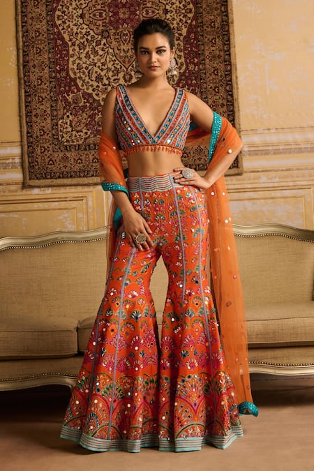 DiyaRajvvir Embroidered Blouse Sharara Set 