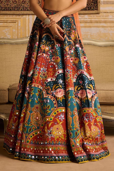 Diyarajvvir Blue Tulle, Silk, Satin, Lycra Mirrors, Sequins And Embroidered Lehenga Set Online at Aza Fashions Diyarajvvir_Blue Tulle, Silk, Satin, Lycra Mirrors, Sequins And Embroidered Lehenga Set _Online_at_Aza_Fashions