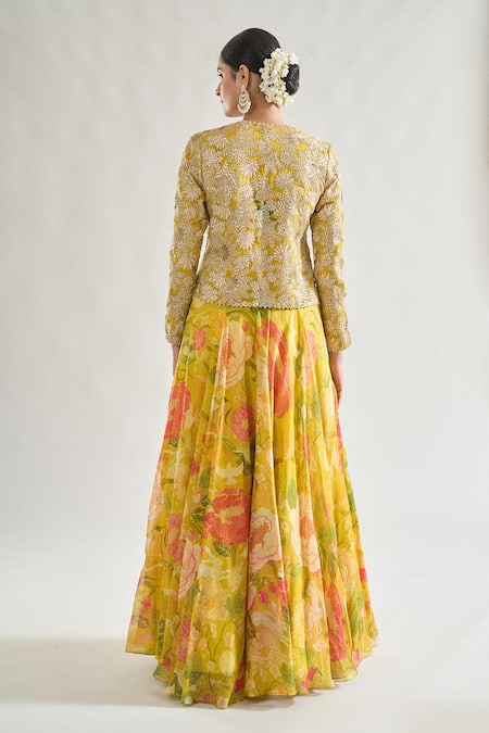 Gopi Vaid Mili Floral Embroidered Jacket & Lehenga Set 