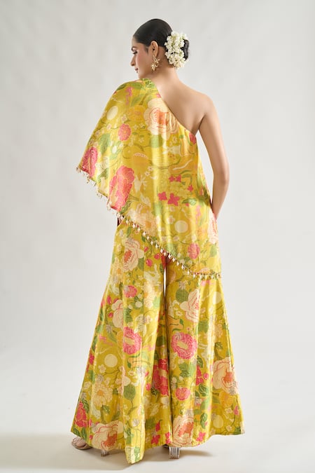 Gopi Vaid Rishika Flower Print Tunic & Flared Pant Set 