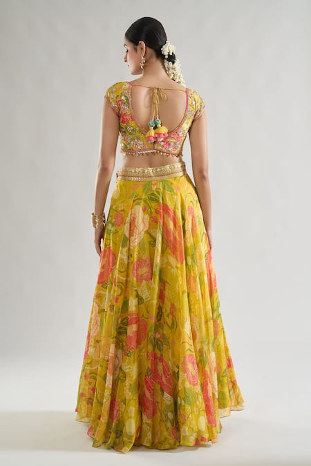Gopi Vaid Riddhi Floral Bloom Print Lehenga With Blouse 