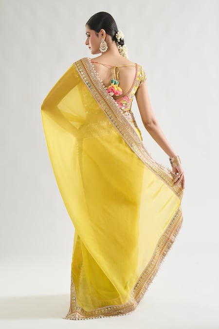 Gopi Vaid Kanika Embroidered Border Saree With Blouse 