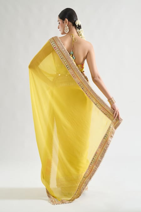 Gopi Vaid Keya Embroidered Border Saree With Blouse 