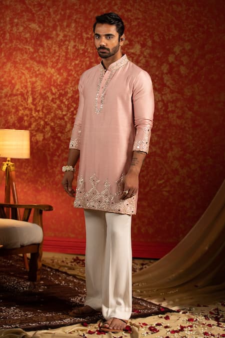 Kaaj Button Kite Embroidered Kurta Set 