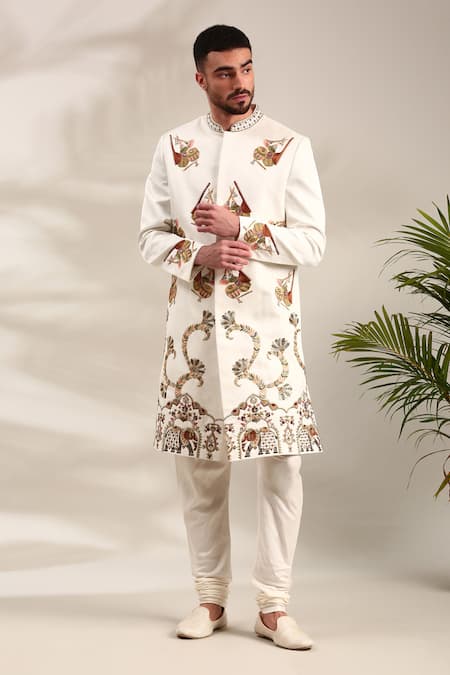 Mayank Modi - Men Embroidered Sherwani & Churidar Set 