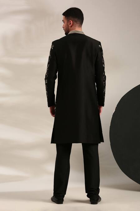 Mayank Modi - Men Floral Embroidered Sherwani & Churidar Set For Kids