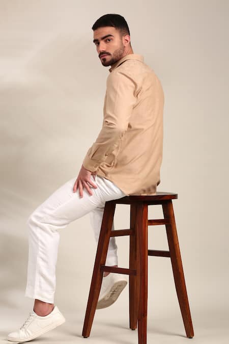 Mayank Modi - Men Floral Thread Embellished Shirt For Kids