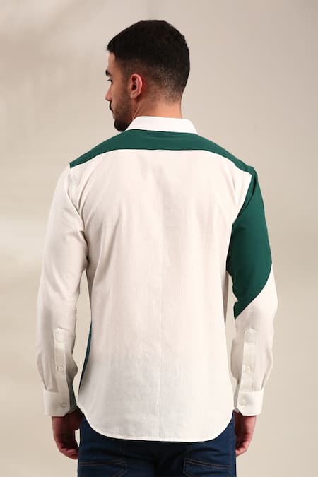 Mayank Modi - Men Geometric Pattern Malai Cotton Shirt For Kids