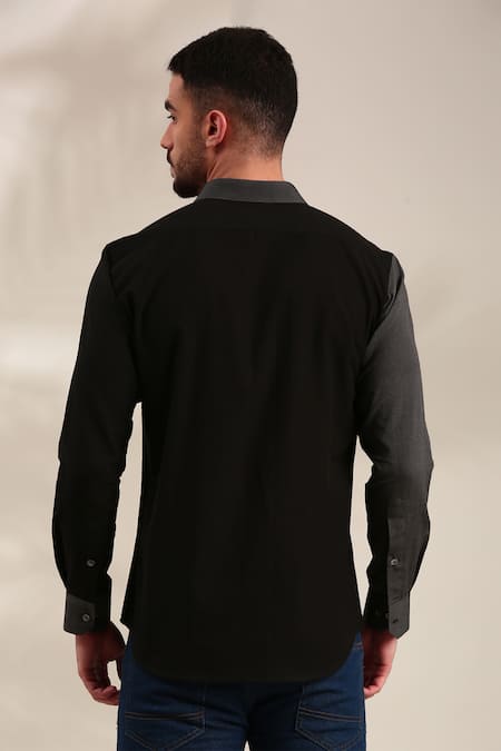 Mayank Modi - Men Geometric Panel Shirt For Kids