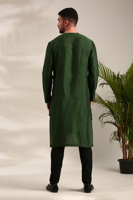 Mayank Modi - Men Floral Embroidered Kurta Set With Jacket For Kids