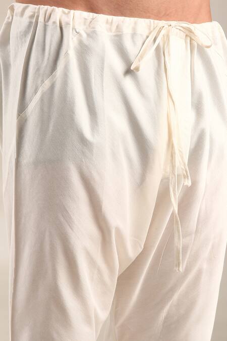 Mayank Modi - Men_Yellow Silk, Chanderi, Cotton Gota Patti Lace Embellished Kurta Set For Kids_Online_at_Aza_Fashions