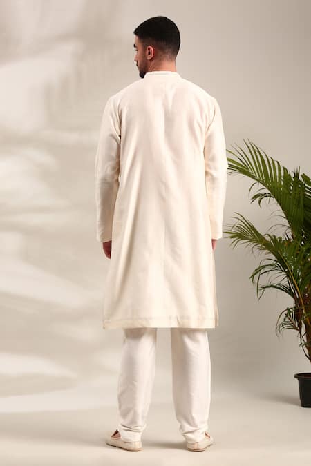 Mayank Modi - Men Ivory Mirror Embellished Kurta Set For Kids