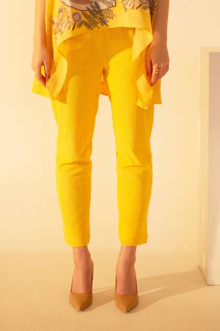 Buy Oja Yellow Linen, Canvas Embroidery Collared Palm Tree Applique Work Shirt With Pant Online at Aza Fashions Buy_Oja_Yellow Linen, Canvas Embroidery Collared Palm Tree Applique Work Shirt With Pant _Online_at_Aza_Fashions