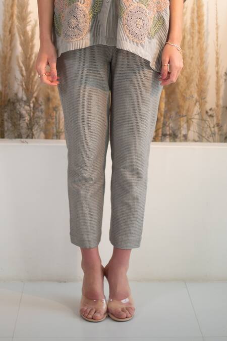 Buy Oja Grey Linen, Canvas Embroidery Collared Floral Patch Work Shirt With Pant Online at Aza Fashions Buy_Oja_Grey Linen, Canvas Embroidery Collared Floral Patch Work Shirt With Pant _Online_at_Aza_Fashions