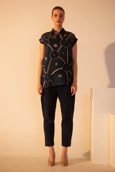 Oja Flora Crochet Patch Work Top With Pant 