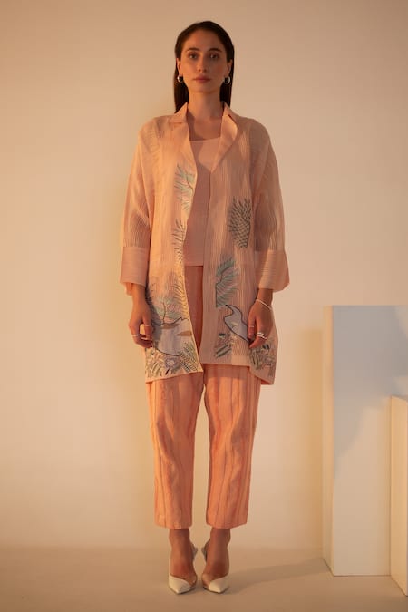 Oja Nature Motif Applique Work Kurta With Pant 