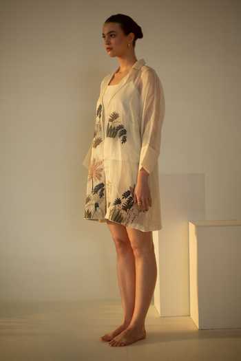 Buy Oja Ivory Handloom Cotton, Linen Applique Collared Earthy Shirt And Shorts Set Online at Aza Fashions Buy_Oja_Ivory Handloom Cotton, Linen Applique Collared Earthy Shirt And Shorts Set _Online_at_Aza_Fashions