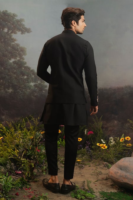 Yajy By Aditya Jain Prahasta Garden Embroidered Bandhgala Jacket Trouser Set 