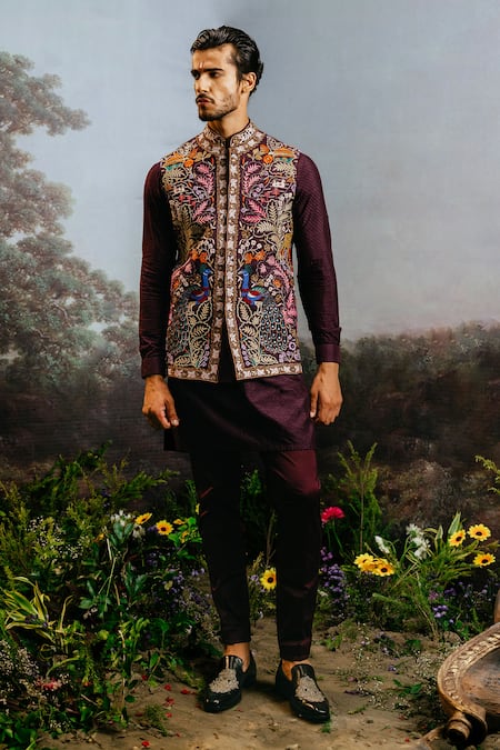 YAJY by Aditya Jain Sampati Thread Sequin Embroidered Sherwani Set 