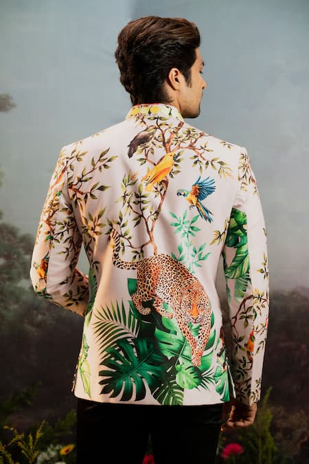 Yajy By Aditya Jain Aghava Ramgatha Print Bandhgala With Pant 