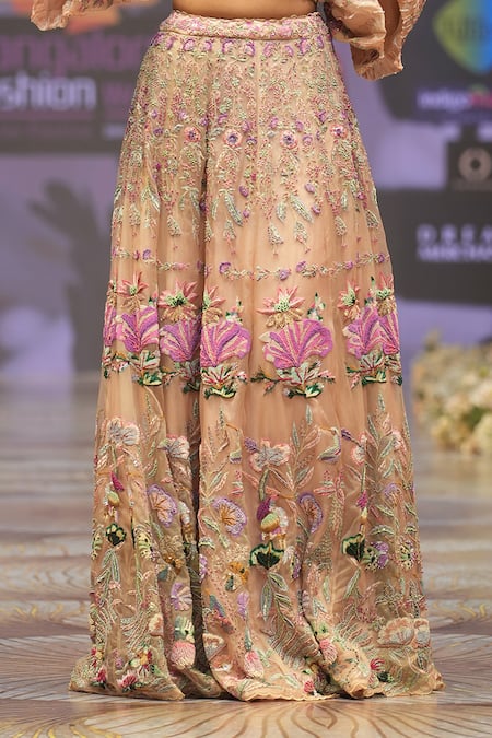 Buy_Rahul Singh_Gold Chanderi Silk Sequins, Beads, Resham Bridal Lehenga And Blouse Set 