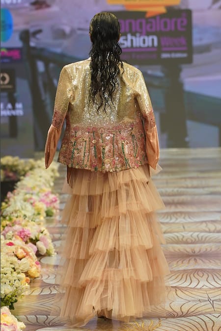 Rahul Singh Sequin Embroidered Jacket Skirt Set 