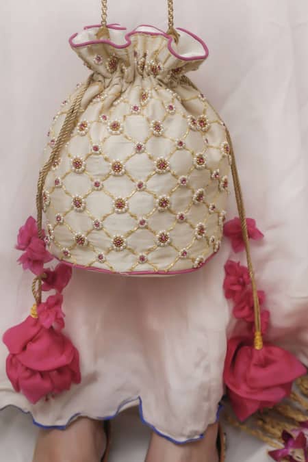 Vareli Bafna White Embroidery Keshi Potli Bag Online at Aza Fashions Vareli Bafna_White Embroidery Keshi Potli Bag _Online_at_Aza_Fashions