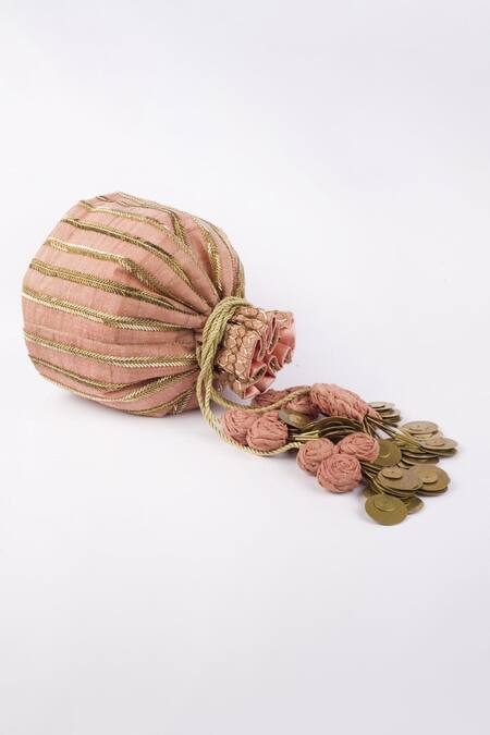 Vareli Bafna Pink Cutdana Vine Embroidered Potli Bag Online at Aza Fashions Vareli Bafna_Pink Cutdana Vine Embroidered Potli Bag_Online_at_Aza_Fashions