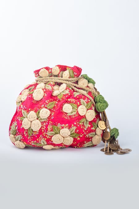 Vareli Bafna Rosa Zardozi & Sequin Embroidered Potli Bag 