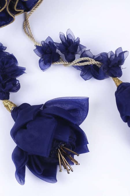 Vareli Bafna_Blue Diamonds, Embroidery Neelam Danka And Zari Potli Bag_Online_at_Aza_Fashions