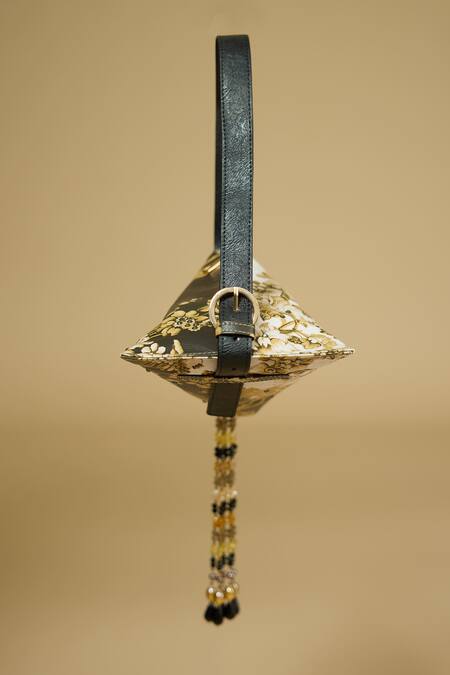 The Garnish Company Black Printed Aasir Floral Triangular Bag Online at Aza Fashions The Garnish Company_Black Printed Aasir Floral Triangular Bag _Online_at_Aza_Fashions