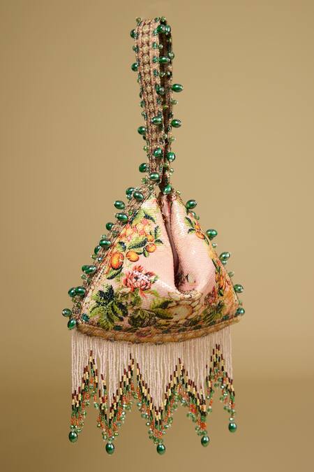 Buy The Garnish Company Pink Sequins, Beads Pakeeza Mughal Print Potli Online at Aza Fashions Buy_The Garnish Company_Pink Sequins, Beads Pakeeza Mughal Print Potli _Online_at_Aza_Fashions